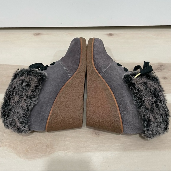 EUC Cole Haan Coralie Waterproof Wedge Bootie. Grey. Faux Fur. Size 6 / 6B - Picture 5 of 15